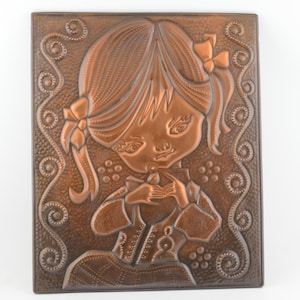 Placa de metal de cobre y cartón para colgar en la pared, años 80, de la URSS. Decoración vintage para el hogar