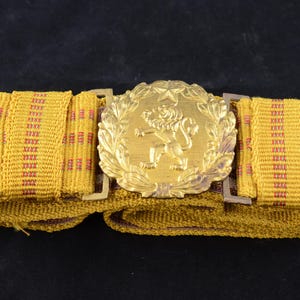 Vintage Bulgarian Comunist Army Officer&#39;s Parade Belt. Military Uniform Belt Lion Bronze Buckle Parade
