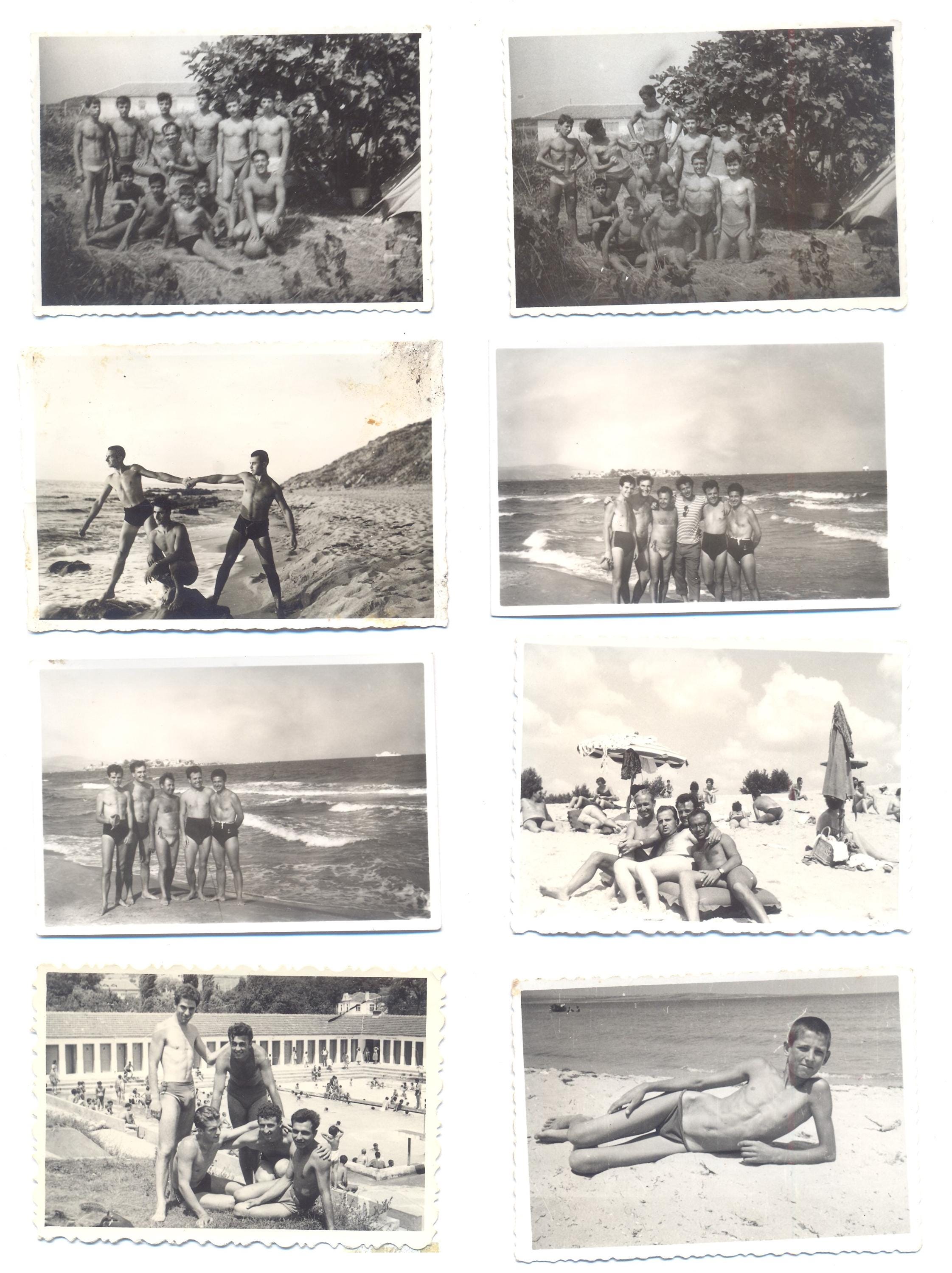 Vintage 50s set of 8 photos HANDSOME Men on the Beach in Swim Trunks. Original Found photograph Original photos. Photos of your choice