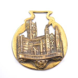 Vintage Horse Brass Buckfast Abbey Monastery Devon Martingale Medallion Brass Horse Harness Decoration