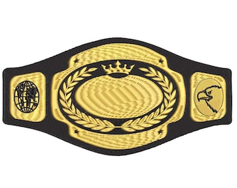 Cinturón de boxeo dorado - Diseño de bordado - 3x4, 4x6, 5x8, 6x10, 7x12 y 8x14