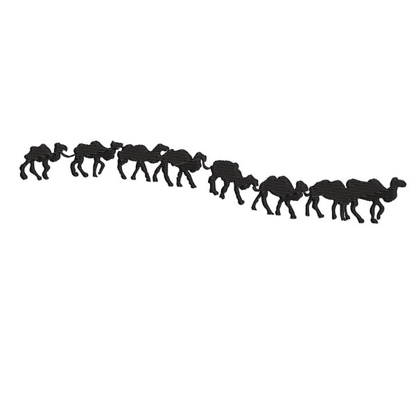 String of Camels-  Digital Machine Embroidery Design - 1x4, 1.3x6, 2x8, 3x10, 3x12, and 3x14