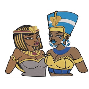 Modern Cleopatra and Nefertiti-  Digital Embroidery Design - 4x4, 5x6, 7x8, 8x10, 10x12, and 12x14