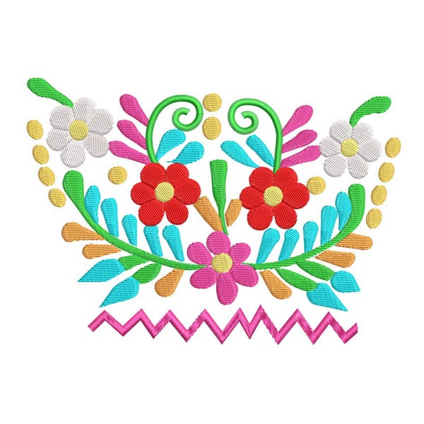 Mexican Dress Bodice Design A  1 of 3- Cinco de Mayo  -  Embroidery Design - 3x4,  4x5, 5x7, 6x9, 7x10