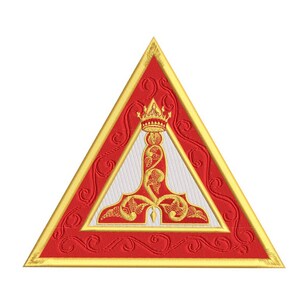 Royal Arch Masons - King Officer Badge - Elaborate - Embroidery Design -Bearing a Level Surmounted by a Crown - 3.5", 4", 5" and 6"