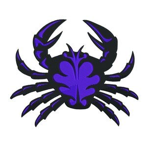 Cancer- Zodiac Sign - Purple & Black Crab - Embroidery Design - The Crab- 3x3, 4x4,  6x6,  7x8, 9x10, 11x12, and 12x14