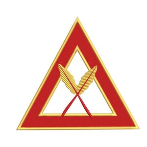 Royal Arch Masons -  Secretary Badge - Embroidery Design - Bearing Crossed Pens or Quills - 3.5", 4", 5" and 6" triangles