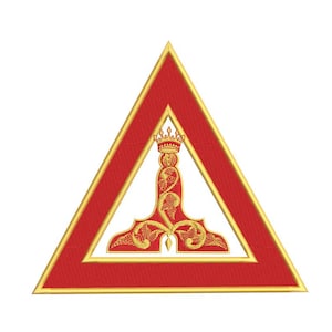 Royal Arch Masons - King Officer Badge - Embroidery Design -Bearing a Level Surmounted by a Crown - 3.5", 4", 5" and 6" triangles