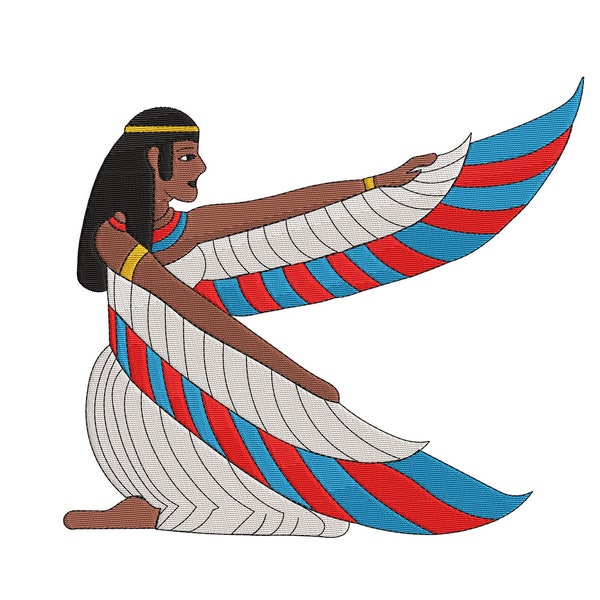 Winged Egyptian Goddess Kneeling-  Embroidery Design - 3.2x3.5, 4x4, 6x6, 8x8, 10x10, 11x12, and 13x14
