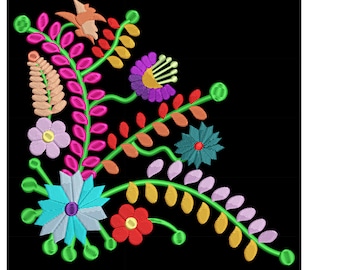 Colorful Mexican Dress Bodice Design - Part 3 of 3- Digital Embroidery Design - 4x4,  6x6, 8x8, 10x10, 12x12 and 14x14
