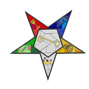 O.E.S. Trustee Emblem Buntglas - 6x6, 7x7 und 10x10 - Stickmuster Digitale Datei - Orden des östlichen Sterns