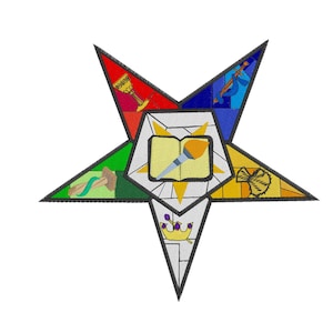 O.E.S. Lecturer Emblem Buntglas - 6x6, 7x7 und 10x10 - Stickmuster Digitale Datei - Orden des östlichen Sterns