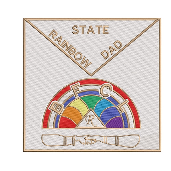 Order of the Rainbow for Girls State Dad Apron - Digital Embroidery Machine Design - 3.4x3.5, 4x4, 6x6, 8x8, 10x10, 12x12, and 14x14