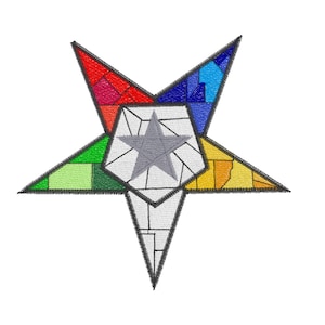 O.E.S. Assoziierter Patron Emblem Stained Glass - 4 x 4 - Stickmuster Digitale Datei - Orden des östlichen Sterns