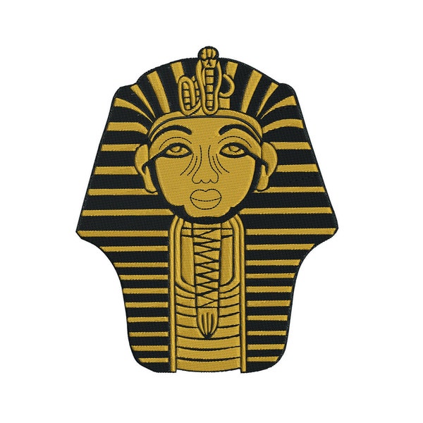 Egyptian Pharaoh in Gold and Black-  Embroidery Design -  2.5 x3, 3x3.5, 4x4,  5x6, 5x7, 7x8, 8x10, 10x12, and 12x14