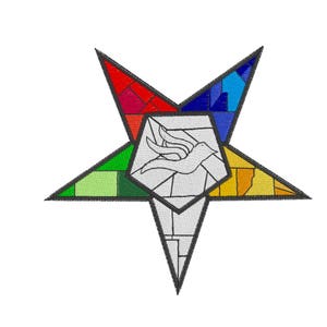 O.E.S. Warder Emblem Stained Glass - 4x4 - Stickmuster digitale Datei - Order of the Eastern Star