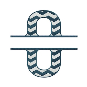 May include: Split monogram letter "U" with a chevron pattern in navy blue and white.