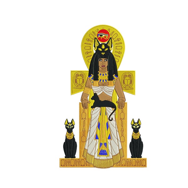 Bast or Bastet- Egyptian Goddess -  Embroidery Design - 3x4, 4x6, 6x8, 7x10,  8x12, and 10x14