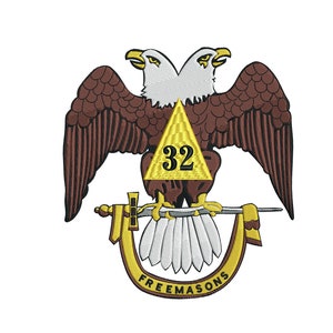 32 Degree Freemasons Double Headed Eagle - Prince Hall Masonry-  Embroidery Design - 4x4, 6x6, 8x8, 10x10, 11x12, and 13x14