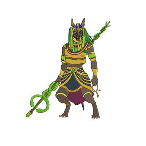 Anubis- Egyptian God -  Embroidery Design - 4x4, 5x6, 7x8, 9x10,  10x12, and 12x14