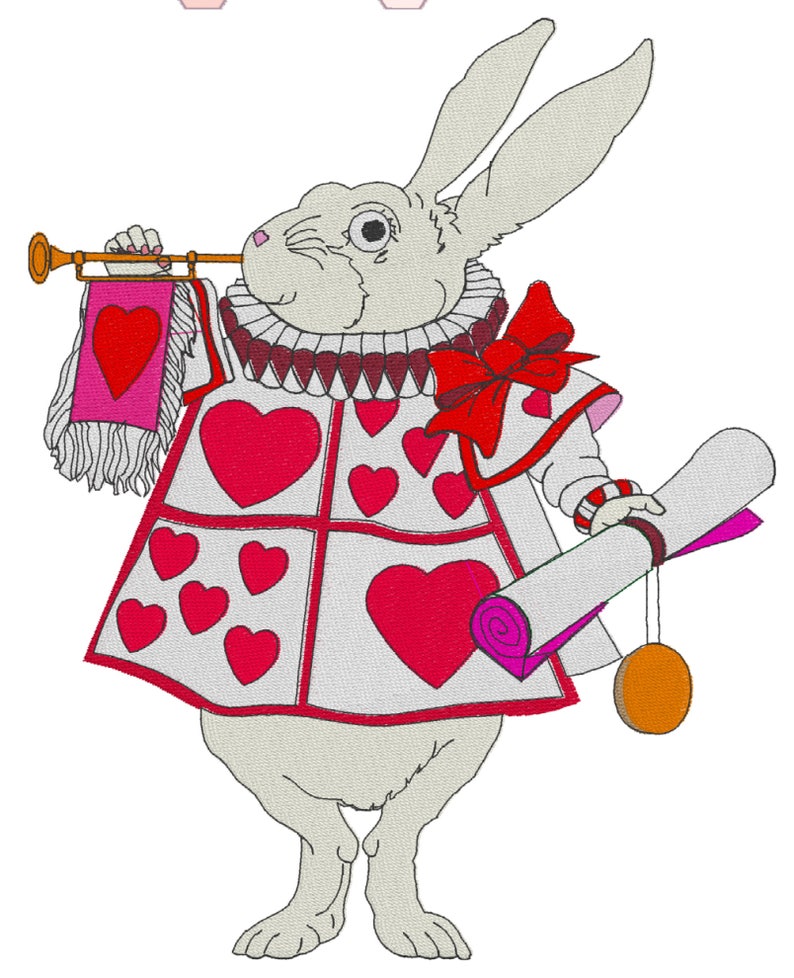 White Rabbit Embroidery Design Alice in Wonderland 3x4 Etsy