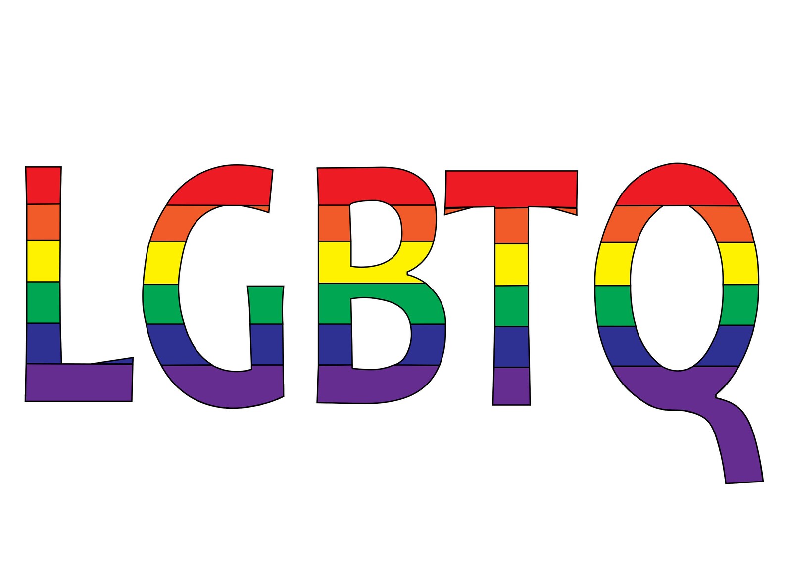 LGBTQ Rainbow Letters Both Outlined and Un-outlined | Etsy