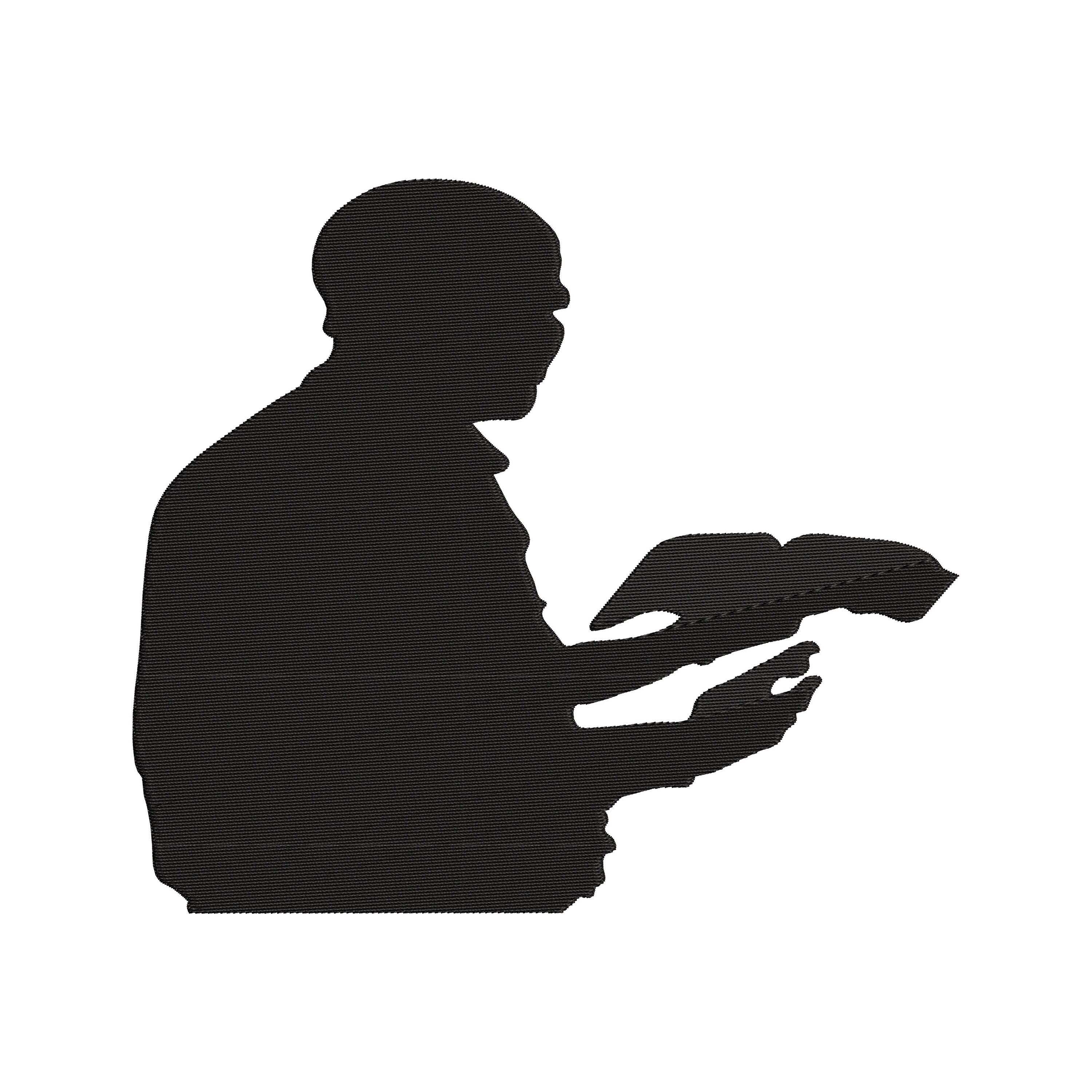 Preacher Teacher Man Silhouette - Digital Machine Embroidery Design