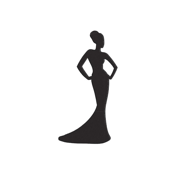 Ball Gown Silhouette Embroidery Design 2x4 4x6 5x8 6x10 Etsy