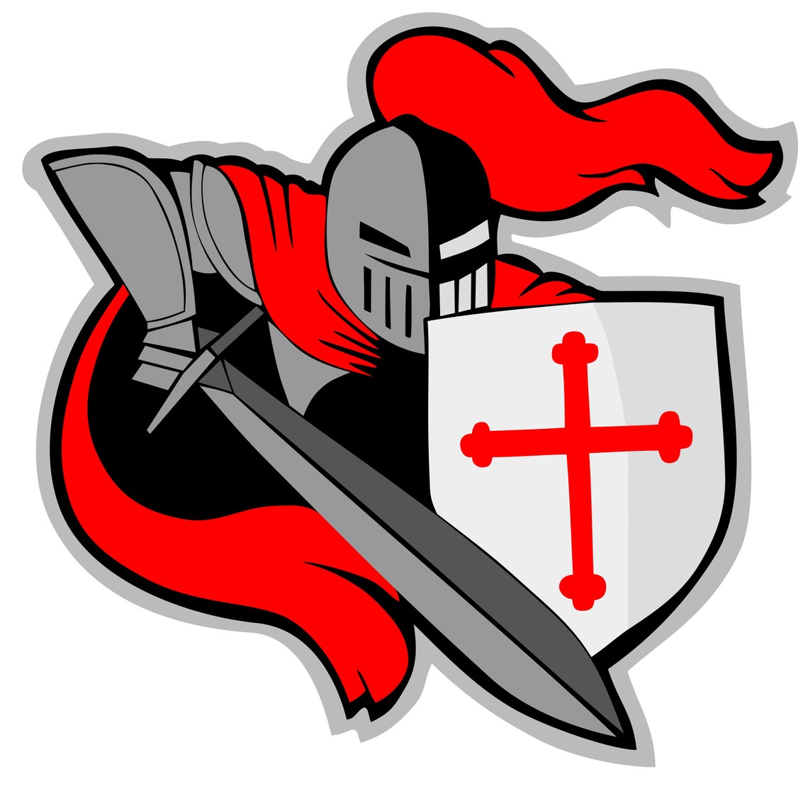 Crusader and Sword Mascot Silhouette and Cricut Cut Files - Etsy