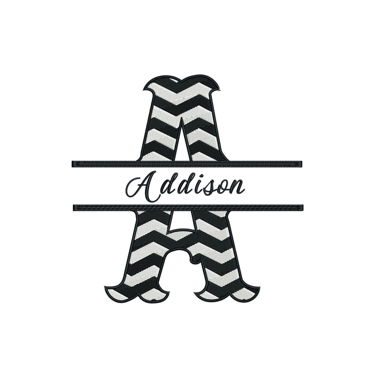 Chevron Monogram A - Embroidery Design -2.5x3, 3x3, 4x4, 6x6, 7x8, 9x10 ...