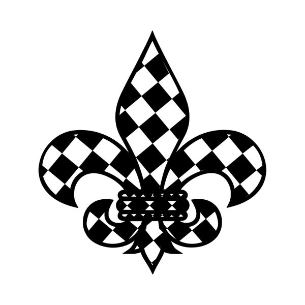 Checkered Fleur de Lis in 5 Colors - Silhouette & Cricut Cut Files - Jpeg, Svg, Eps, Png, Gsp - High Resolution - Clipart