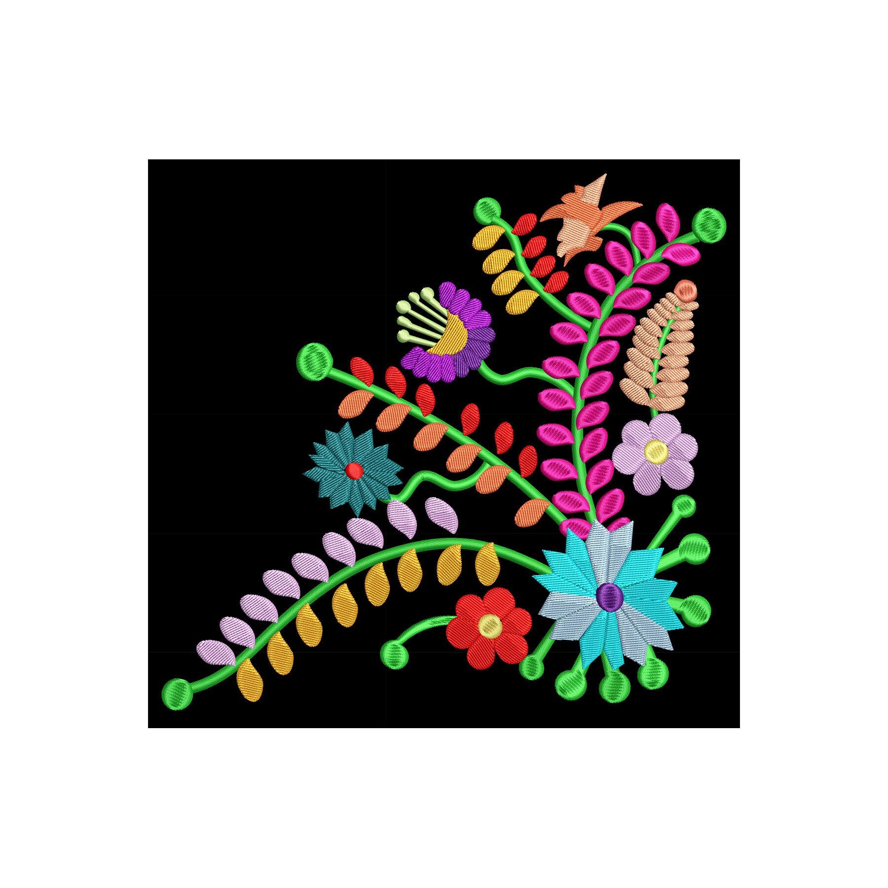 Colorful Mexican Dress Bodice Design - Part 1 of 3- Digital Embroidery Design - 4x4,  6x6, 8x8, 10x10, 12x12 and 14x14