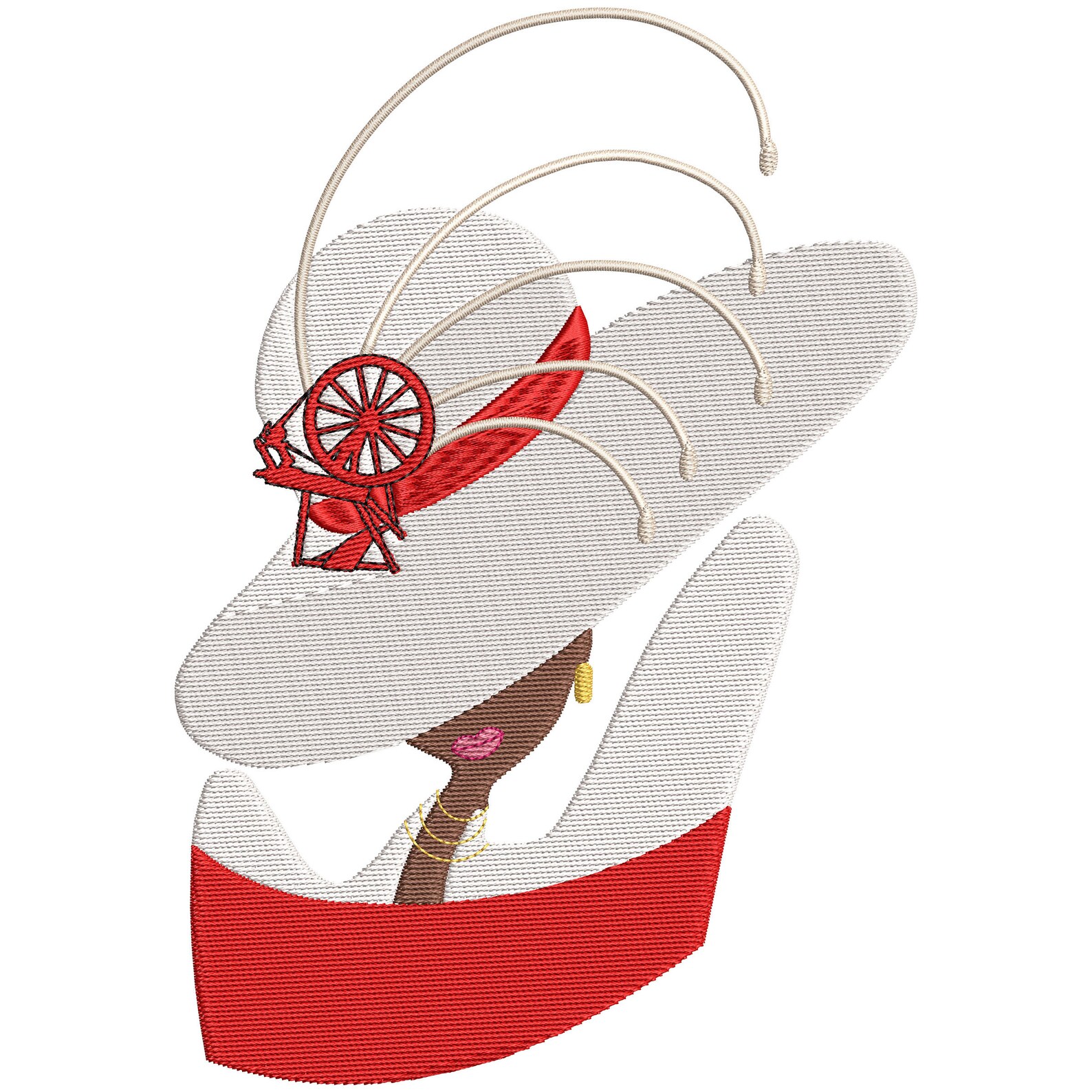 HOJ Lady in White Hat - Digital Machine Embroidery Design - 3x4, 4x5 ...
