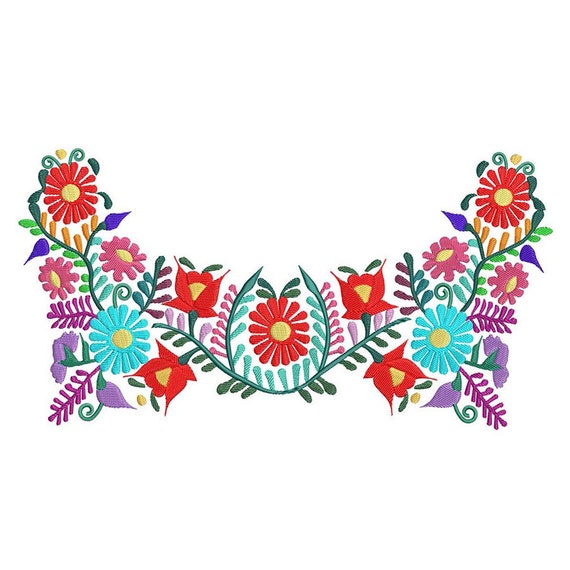 mexican dress design Embroidered Mexican Evening Dress