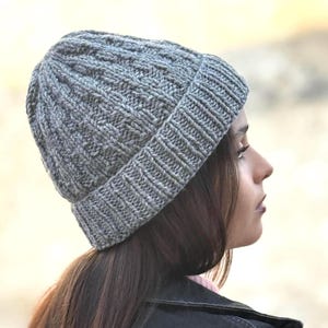 Hand Knitted Chunky Alpaca wool Blend Beanie: Ribbed Unisex Winter Hat
