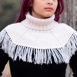 Knit turtleneck collar, hand knit cowl, turtleneck dickie, navy blue roll collar, wool scarf, neck gaiter, capelet wool