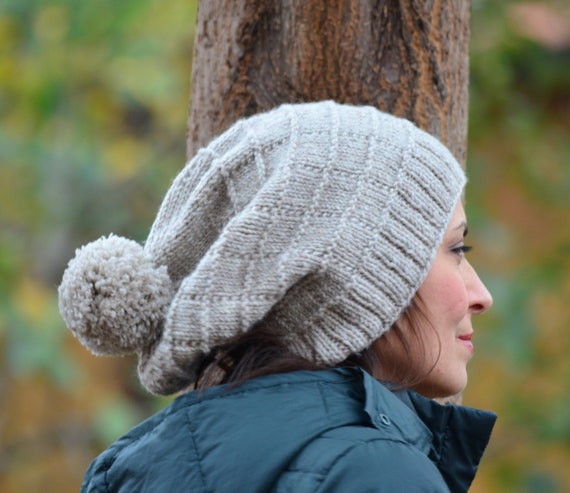 Panorama Forbløffe Allerede Slouchy Beanie Pom Pom Hand Knit Hat Women Winter Beanie | Etsy