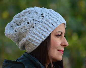 Slouchy beanie women, Crochet hat, winter wool  beanie, women slouchy hats, crochet slouchy beanie,  gift for woman