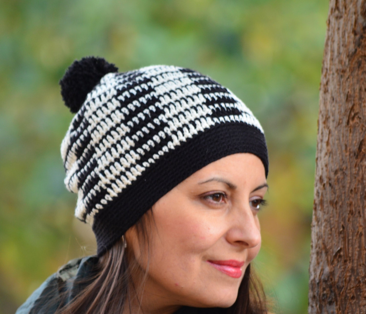 Cotton Beanie Women Pom Pom Hat Crochet 