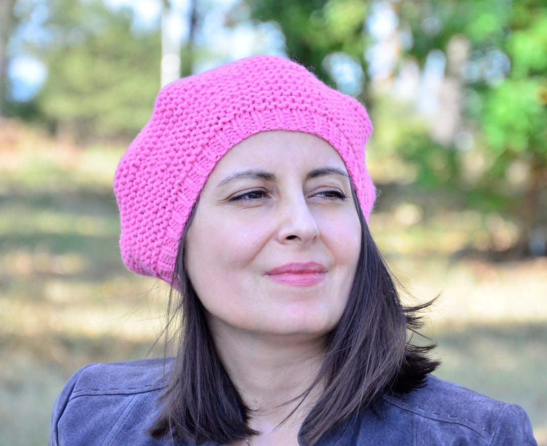 Knit Beret Women Pink Beret Wool French Beret Hat Wool Hat Etsy Australia