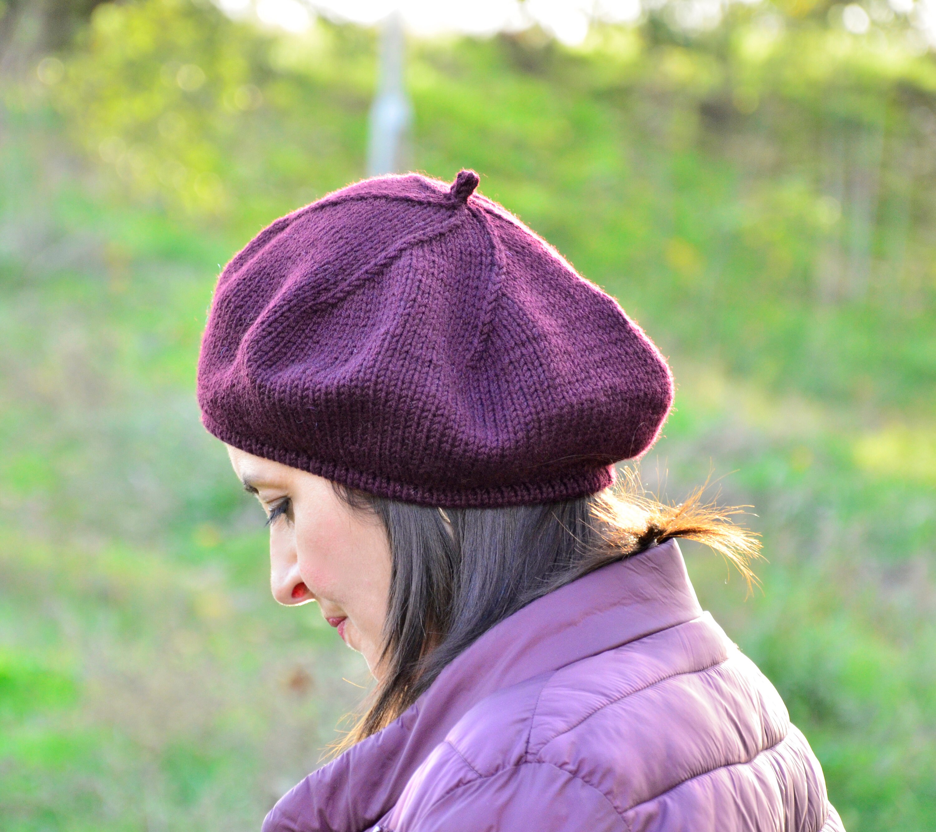 4884 Wool French Beret Hat For Women, Burgundy Wool Beret Hat Classic Solid Color French Beret for Women  main image 4