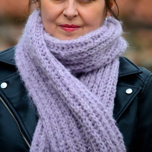 Handgestrickter Schal, Mohair Schal, Winter langer Schal, Geschenk für Mama, weicher Schal, grobstrick Schal