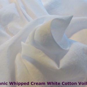 BACK in STOCK ! Snowy White 100% Organic COTTON Voile by the yard 44&quot; Wide. Fabric Dying , Slow Stitch Foundation, Lining, Wispy Scarves