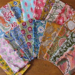 Handmade Block Print 18&quot;x18&quot; Full Color&quot; JEWEL TONES Collection &quot; : 12 or 24 Napkin Family Style, Buffet Napkins, Gift ! USA Seller
