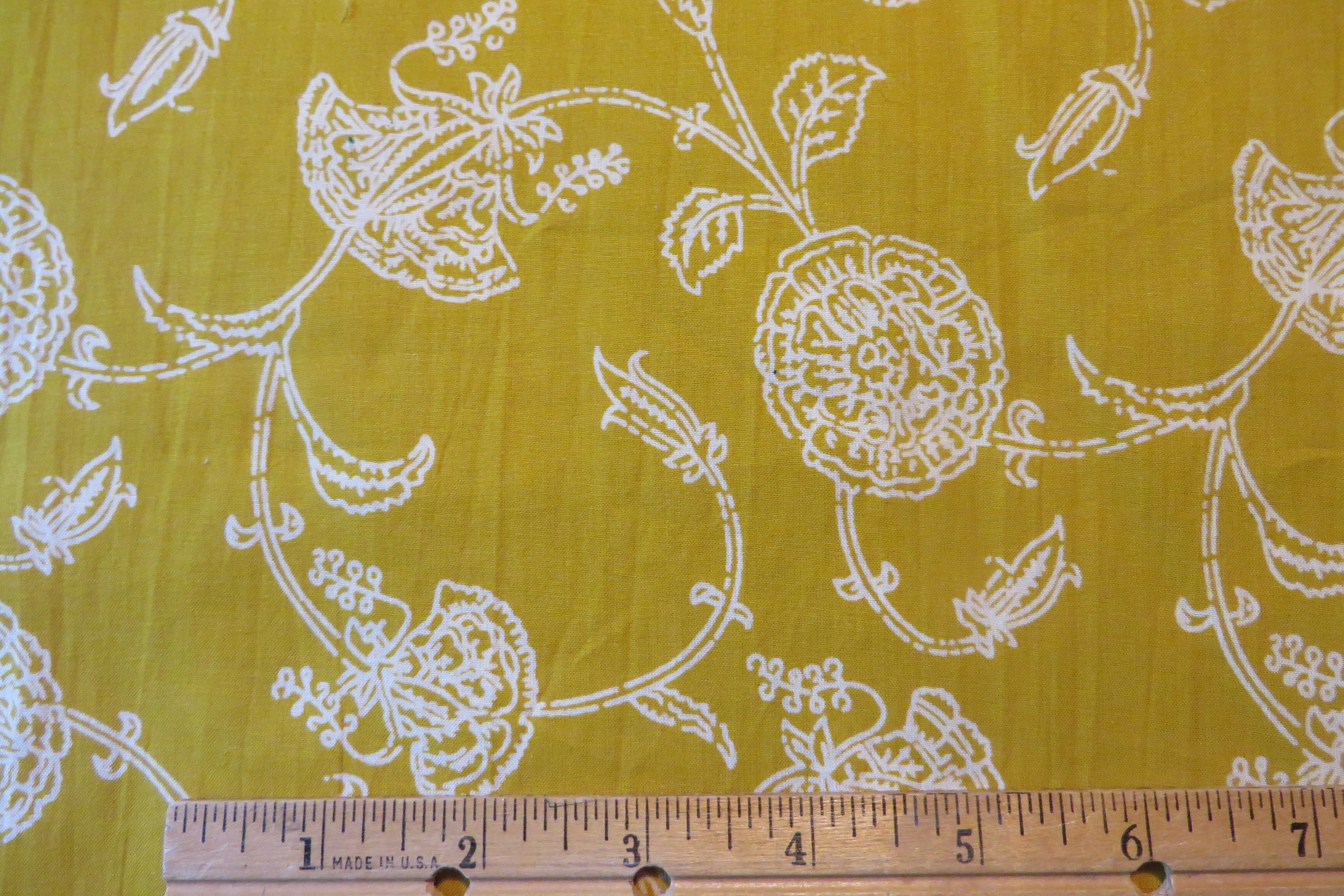Cotton Block Print Fabric From India Floral Print CURRY Yellow Etsy