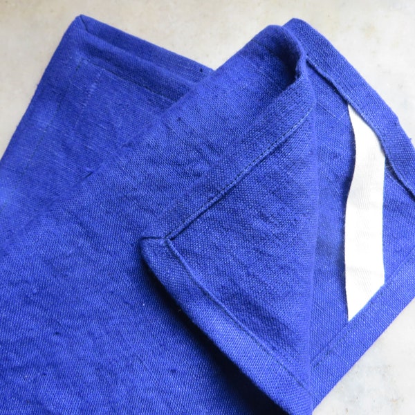 Handmade Tea Towel Modern Ultramarine MARINE BLUE 26x17" Full Size 100% French Flax Linen (  1 Towel ) , Bridal Shower, Hostess Gift