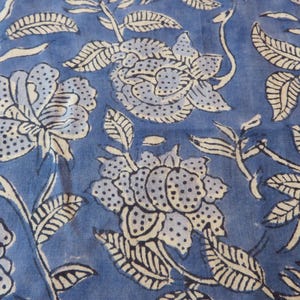 Restocked  Block Print Organic Cotton VOILE Fabric from India, Cornflower Blue ,  Pillows ! Tariff Paid