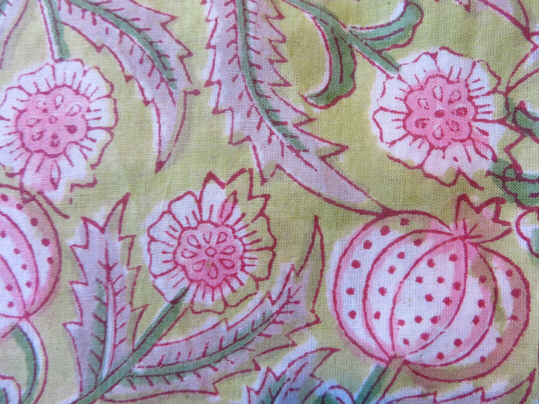 Block Print Fabric From India Block Print POMEGRANATE Artisan Etsy