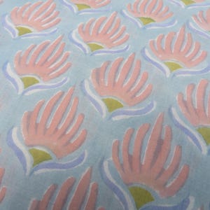 Final Piece measures 20" L x 44" W Block Print Fabric Artisan made in India , Organic Cotton, Sustainable, Ships Promptly from USA