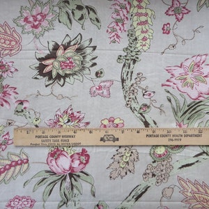 Final Piece 95&quot; Long x 44&quot; Wide ( 2 yard + 23&quot; ) Block Print fabric , Floral Print Sage and Pink ,Organic Cotton Clothing/ Home Decor